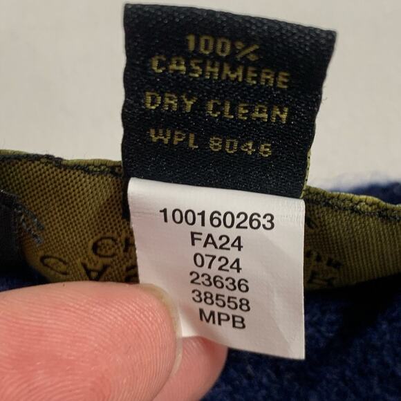 Charter Club 100% Cashmere Oversized Scarf Ribbed Admiral Navy Soft - Picture 7 of 10